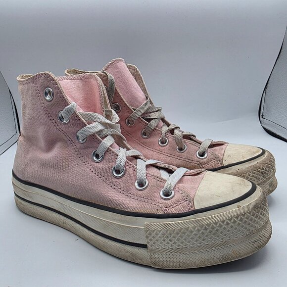 Converse All Star High Top Womens Size 7 Pink Lace Up Platform Sneakers Casual - Picture 1 of 13